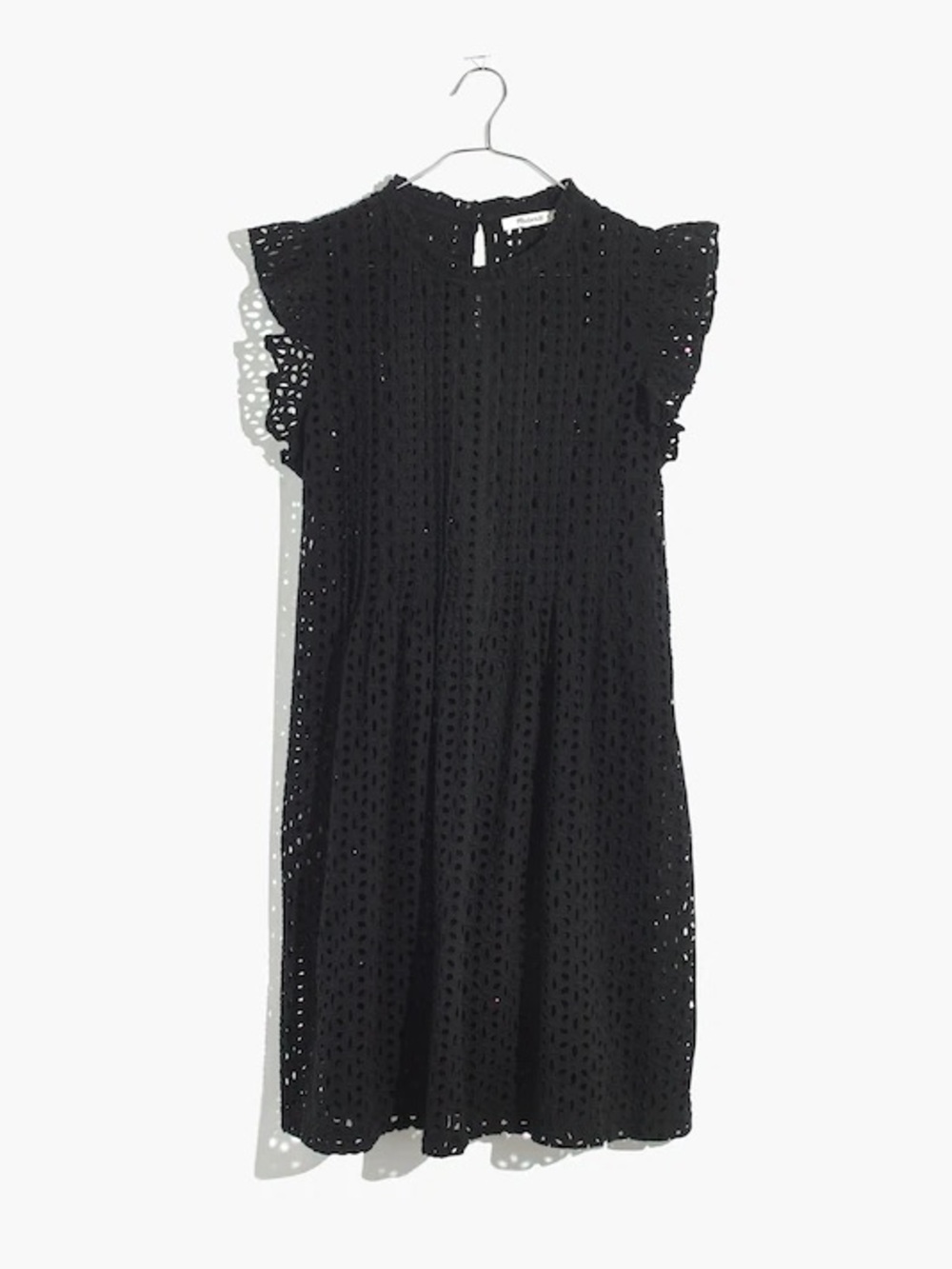 Madewell Eyelet Lace Ruffle Sleeve Pintuck Mini Dress
